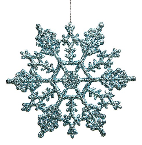 Vickerman Glitter Snowflake Christmas Ornaments with 12 per PVC Box, 8″, Baby Blue