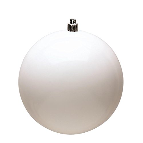 Vickerman 3 inch Shiny Ball Plastic Christmas Tree Ornament, White (Pack of 32)
