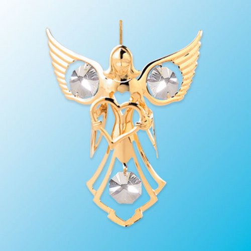 Angel W/ Heart Hanging Sun Catcher or Ornament….. With Clear Swarovski Austrian Crystals