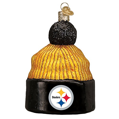 Old World Christmas Glass Blown Ornament with S-Hook and Gift Box, NFL Football Collection (Beanie, Pittsburgh Steelers)