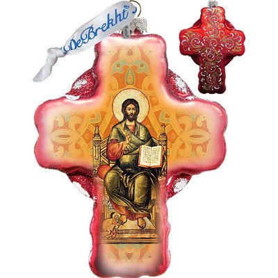 G. Debrekht Jesus Cross Glass Ornament