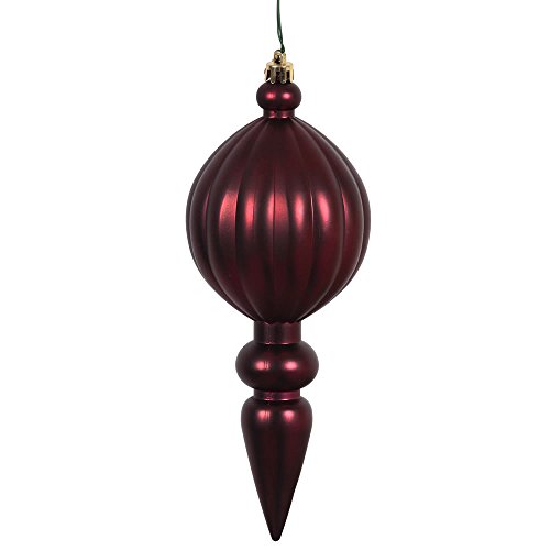 Vickerman N151019DMV Plastic Finial UV Resistant with Drilled Neck, Cap Secured & Green Floral Wire in 6/Bag, 8.25″ x 3″, Wine Matte