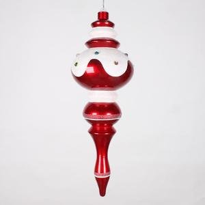 Vickerman 14” Red, Snow, and Jewel Candy Finish Finial Christmas Ornament