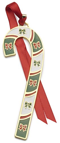 Wallace 5224495 Gold Plate and Enamel Candy Cane Ornament 2018, 38th Edition, Bows
