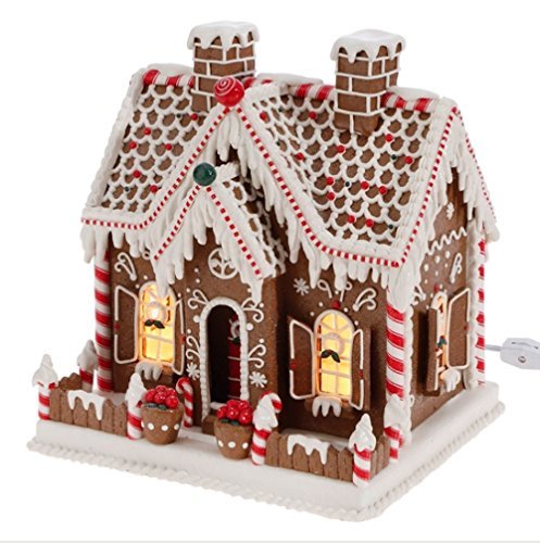 Lighted Gingerbread House with Candy and Decorations, 11 Inch (Operated with Plug)