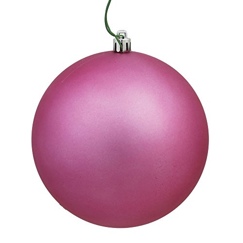 Vickerman N591245DMV Matte Ball Ornaments with Shatterproof UV Resistant, Pre-drilled cap Secured & 6″ of Green Floral Wire in 4 per bag, 4.75″, Mauve