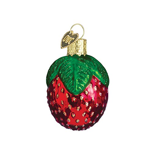 Old World Christmas Glass Blown Ornament with S-Hook and Gift Box, Fruit Collection (Sparkling Strawberry)