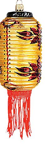 Pinnacle Peak Trading Company Gold Floral Asian Paper Lantern Glass Christmas Ornament Japanese Decoration
