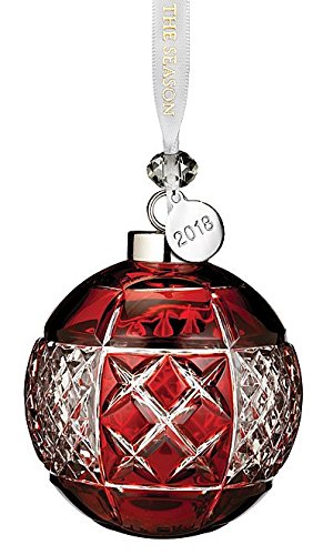 Waterford Ruby Ball Ornament 3.3″