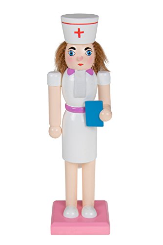 Traditional Wooden Nurse Nutcracker Decoration by Clever Creations | Wearing Classic White and Pink Nursing Outfit | Premium Festive Christmas Decor | 10″ Tall Perfect for Shelves and Tables