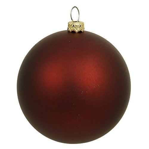 Vickerman Matte Burgundy UV Resistant Commercial Drilled Shatterproof Christmas Ball Ornament, 2.75″