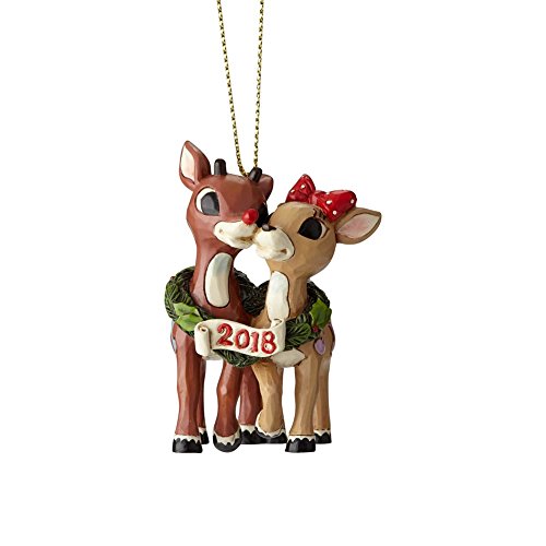 Enesco Jim Shore Rudolph Traditions 6001596 Rudolph and Clarice 2018 Dated Hanging Ornament