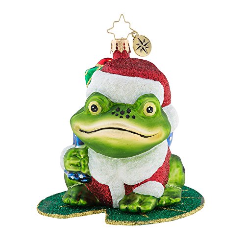 Christopher Radko Lily Pad Prizes Frog Themed Glass Ornament