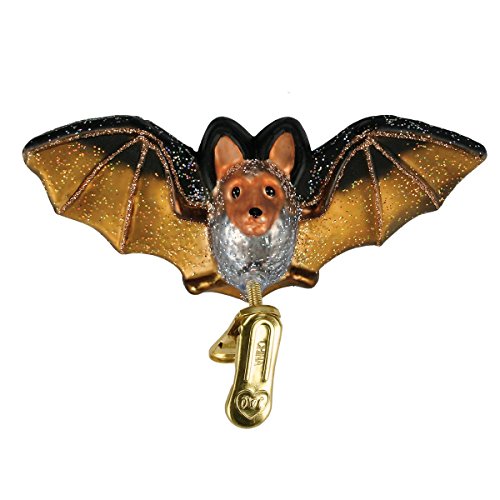 Old World Christmas Glass Blown Ornament with Gift Box, Forest Animals Collection (Clip-on Bat)