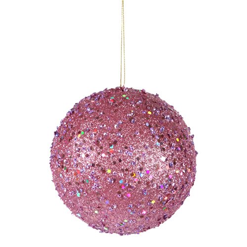 Vickerman Fancy Carnation Pink Holographic Glitter Drenched Christmas Ball Ornament, 4.75″