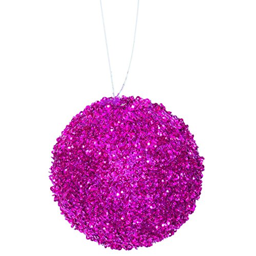 4ct Fuschia Sequin and Glitter Drenched Christmas Ball Ornaments 4″ (100mm)