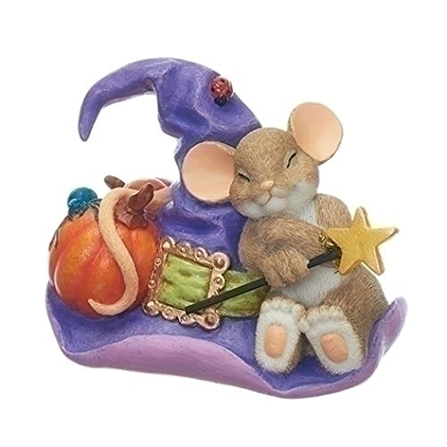 Mouse on Witch Hat 3 Inch Resin Decorative Halloween Tabletop Figurine