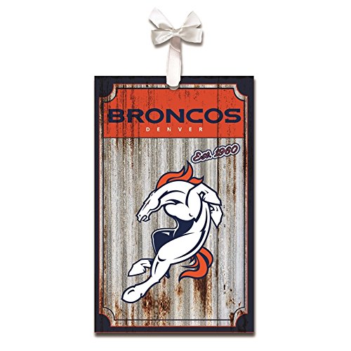 Team Sports America Denver Broncos, Metal Corrugate Ornament, Set of 4