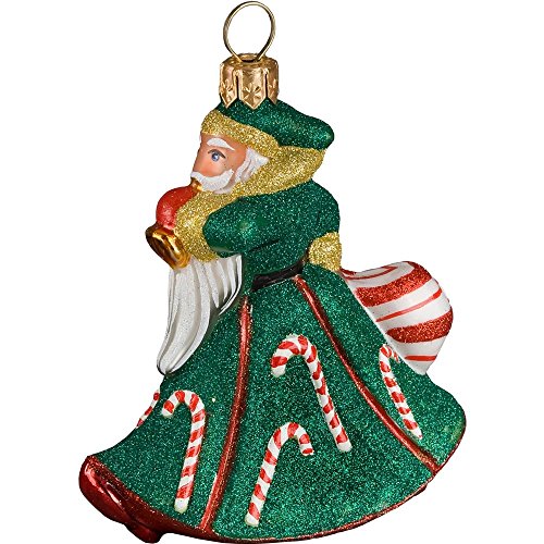 Joy to the World – Glitterazzi Mini Trumpeting Santa Candycanes – Blown Glass Ornament
