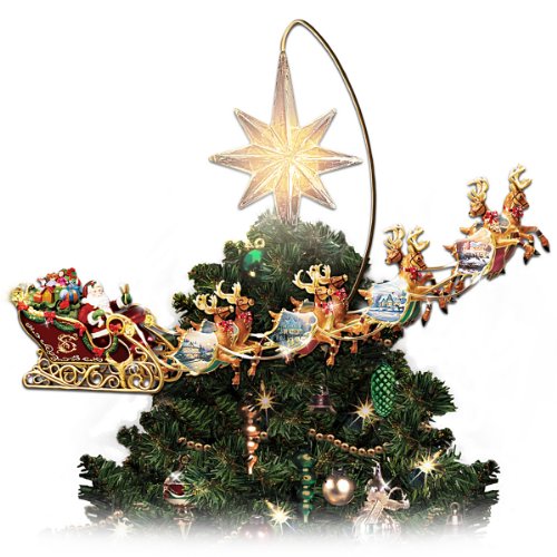 Thomas Kinkade Holidays in Motion Rotating Illuminated Treetopper: Animated Christmas Decor by The Bradford Editions