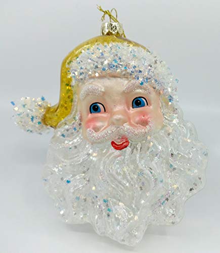 One Hundred 80 Degrees 5.5″ Large Cheerful Santa Claus Father Christmas Clear Snowflake Christmas Tree Ornament (Yellow)
