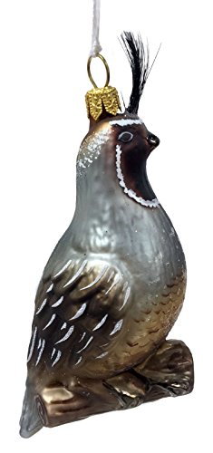 Pinnacle Peak Trading Company Quail Bird Polish Glass Christmas Tree Ornament Wildlife Animal Decoration