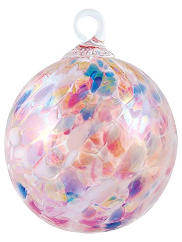 Red Co. Iridescent Glass Eye Studio Hand Blown Ball Ornament, Cherry Blossom