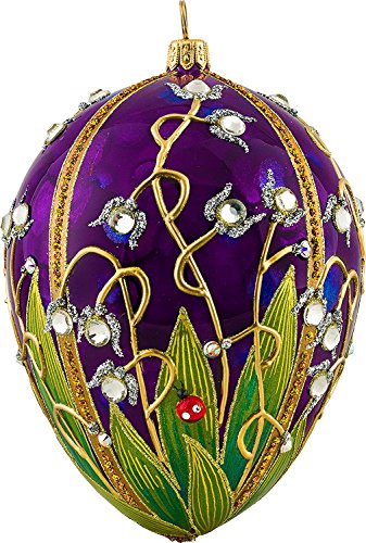 Joy To The World Glitterazzi Ladybug Jeweled Egg Polish Glass Christmas Tree Ornament Poland New