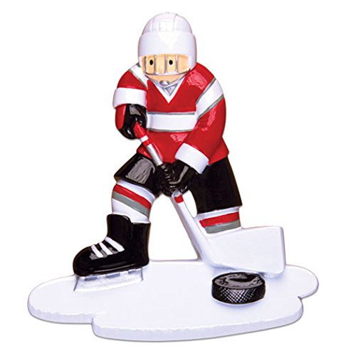 Ornaments by Elves Personalized Ice Hockey Player Christmas Ornament for Tree 2018 – Athlete Boy Jersey Helmet with Stick Skate – Hobby School Male Profession Winter Sport Man – Free Customization