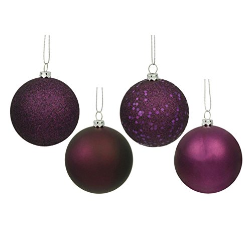 20ct Purple Plum Shatterproof 4-Finish Christmas Ball Ornaments 2.75″ (70mm)