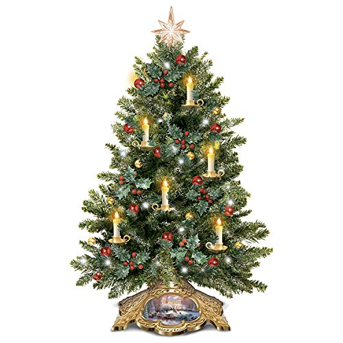Bradford Exchange The Thomas Kinkade Holiday Traditions Tabletop Tree With Flickering Flameless Candles