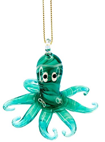 Beachcombers Glass Octopus Hanging Ornament (Teal)