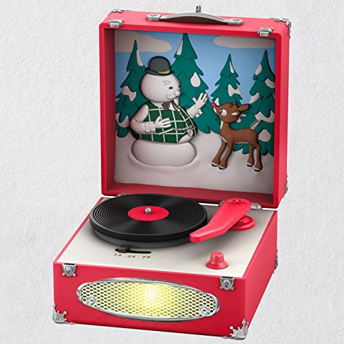 Hallmark Keepsake Christmas Ornament 2018 Year Dated, Rudolph The Red-Nosed Reindeer Record Player with Music and Light