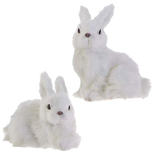 RAZ Imports Bunny Rabbit Figurines/Christmas Ornaments — Set of 2 Faux Fur Bunny Ornaments