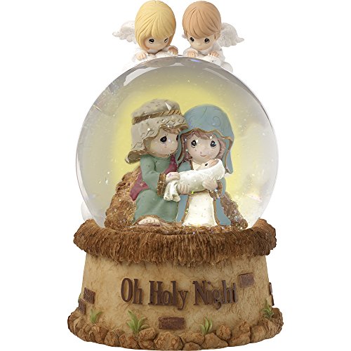 Precious Moments Oh Holy Night Nativity With Angels Musical Resin/Glass Snow Globe 171104