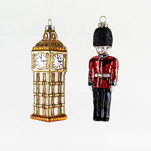 One Hundred 80 Degrees Glass Ornament (Big Ben and Beefeater Set of 2)