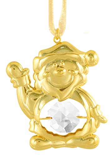 24K Gold Plated Santa Claus Ornament with Clear Swarovski Crystal Element