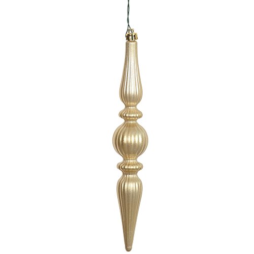 Vickerman N152338DCV Candy Finish Finial Drop UV Resistant with Drilled Neck, Cap Secured & Green Floral Wire in 6/Bag, 9″ x 1″, Champagne