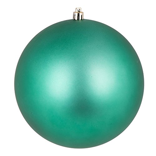Vickerman N591044DMV Matte Ball Ornaments with Shatterproof UV Resistant, Pre-drilled cap Secured & 6″ of Green Floral Wire in 6 per bag, 4″, Seafoam