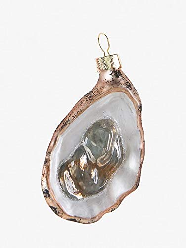 One Hundred 80 Degrees Glass Oyster on The Half Shell Christmas Tree Ornament