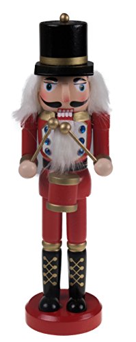 Classic Drummer Nutcracker | Traditional Red & Gold Uniform with Drum | Great Nutcracker for Any Collection | Classic Decorative Nutcracker | Perfect for Any Decor Theme | 100% Wood | 10” Tall