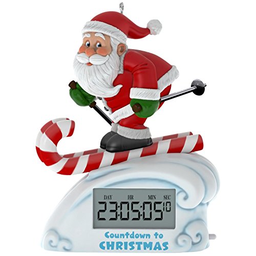 Hallmark Keepsake 2017 Santa Skiing Countdown to Christmas Clock Christmas Ornament With Light