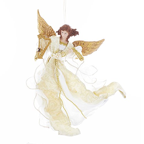 Kurt S. Adler 12-Inch Ivory and Gold Flying Angel Ornament