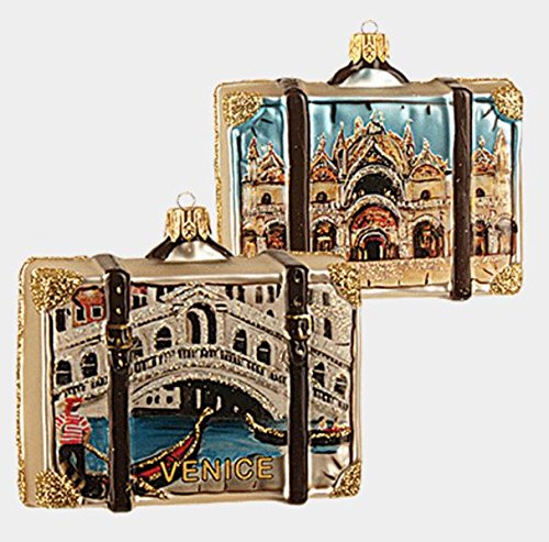 Pinnacle Peak Trading Company Venice Italy Travel Suitcase Polish Glass Christmas Ornament ONE Decoration New