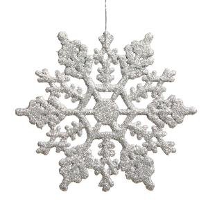Vickerman Plastic Glitter Snowflake, 6.25-Inch, Silver, 12 Per Box
