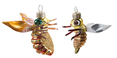 One Hundred 80 Degrees 2 Blown Glass Bugs Hanging Ornaments CG0101 2.5 Inches