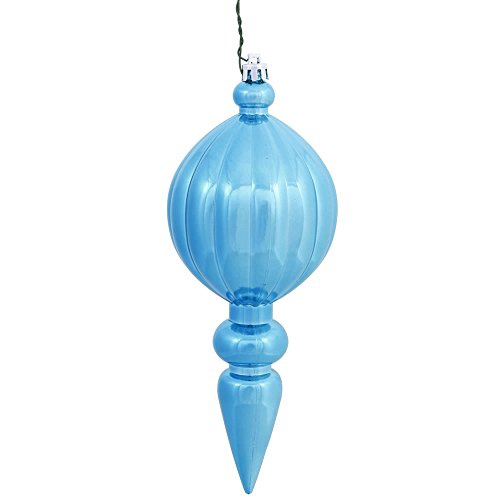 Vickerman N151062DSV Plastic Finial UV Resistant with Drilled Neck, Cap Secured & Green Floral Wire in 6/Bag, 8.25″ x 3″, Sea Blue Shiny