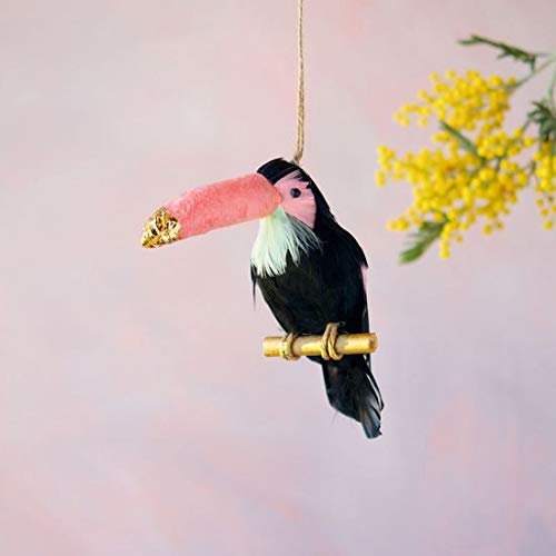 Glitterville Toucan Bird Ornament Made of Natural fibers Feathers New