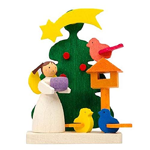Pinnacle Peak Trading Company Angel Tree with Birds German Wood Christmas Ornament Decoration Made in Germany