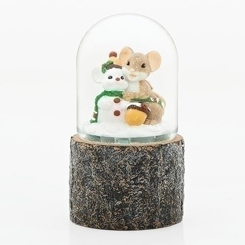 Charming Tails Mouse and Snowman Glitter Dome Snow Globe Water Globe